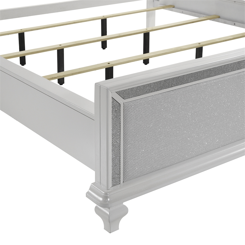 New Classic Furniture Stardust Solid Wood Cal King Upholstered Bed in White