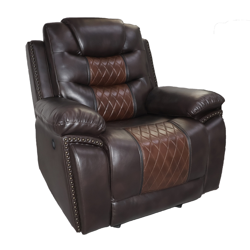 New Classic Furniture Nikko 3-Piece Faux Leather Power Living Room Set in Brown