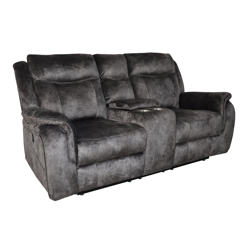 New Classic Furniture Park City 2-Piece Fabric Power Living Room Set in Slate