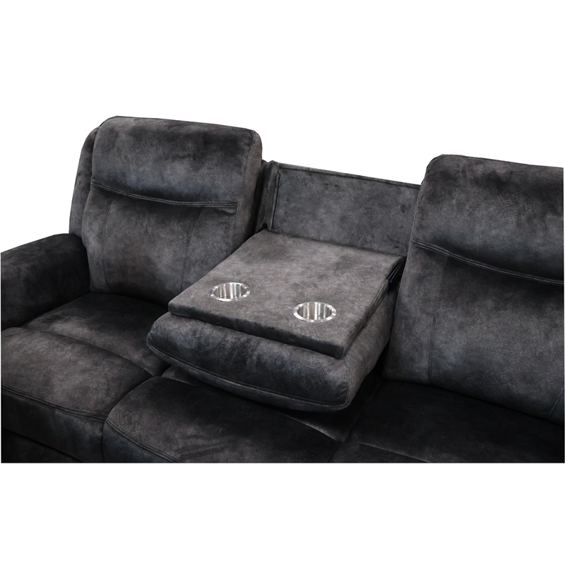 New Classic Furniture Park City 3-Piece Fabric Power Living Room Set in Slate