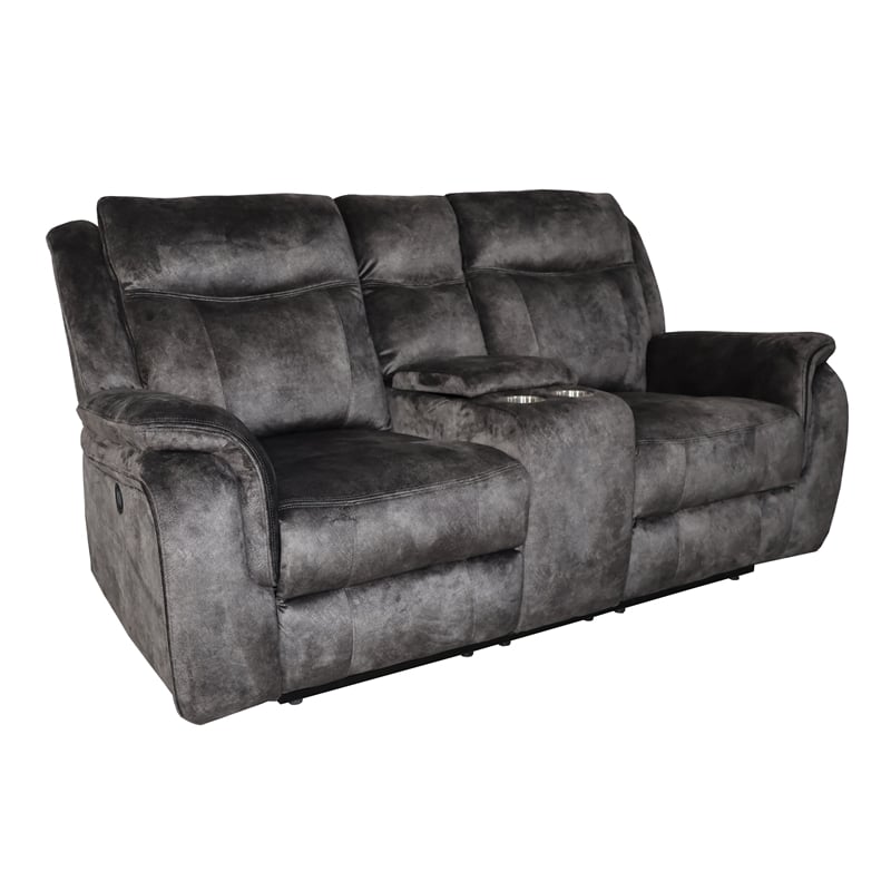New Classic Furniture Park City 3-Piece Fabric Power Living Room Set in Slate