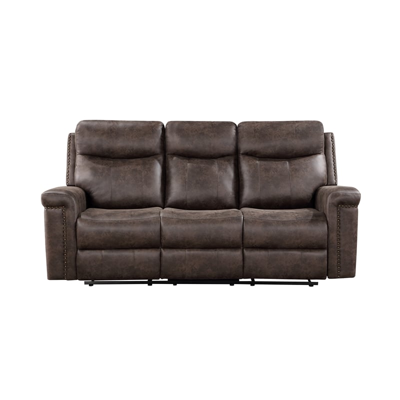 New Classic Furniture Quade 3-Piece Fabric Manual Living Room Set in Mocha