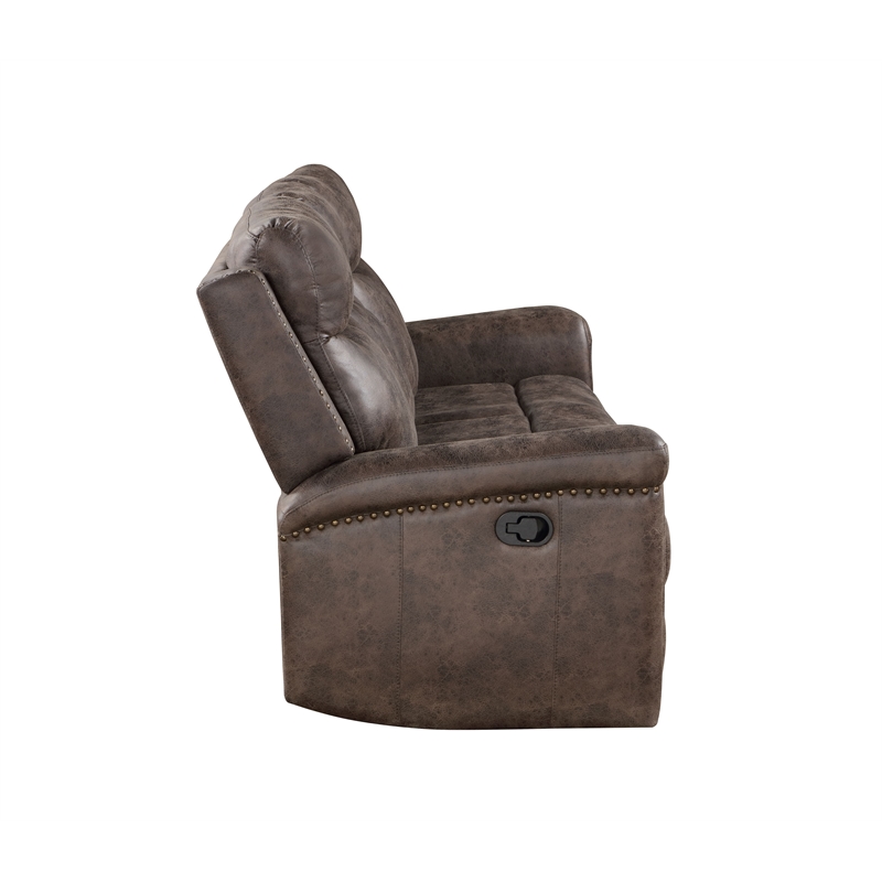 New Classic Furniture Quade 3-Piece Fabric Manual Living Room Set in Mocha