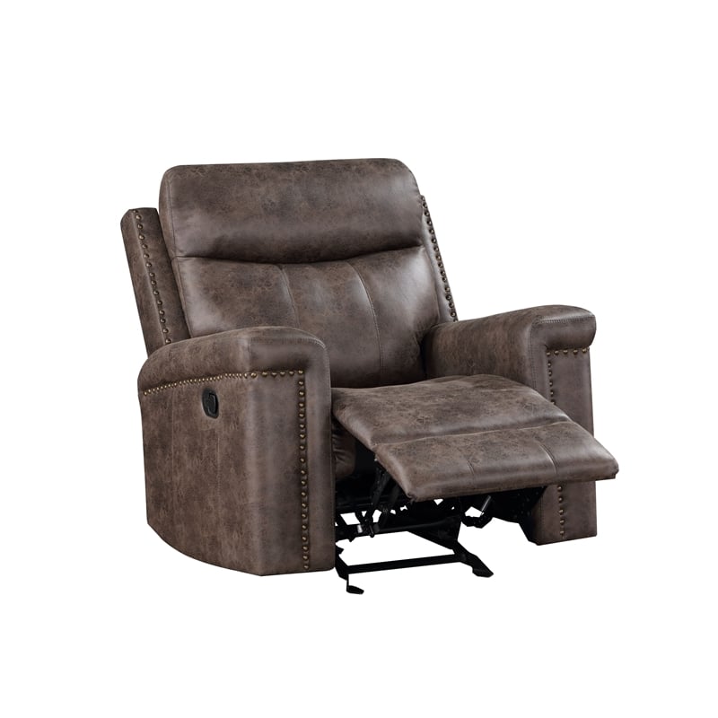 New Classic Furniture Quade 3-Piece Fabric Manual Living Room Set in Mocha