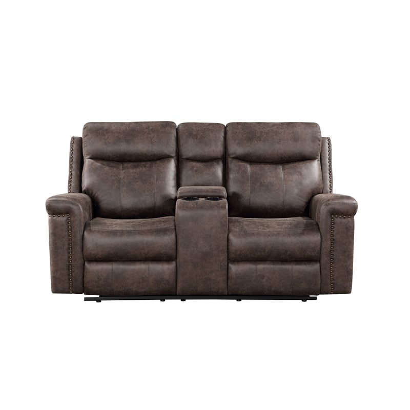 New Classic Furniture Quade 3-Piece Fabric Manual Living Room Set in Mocha