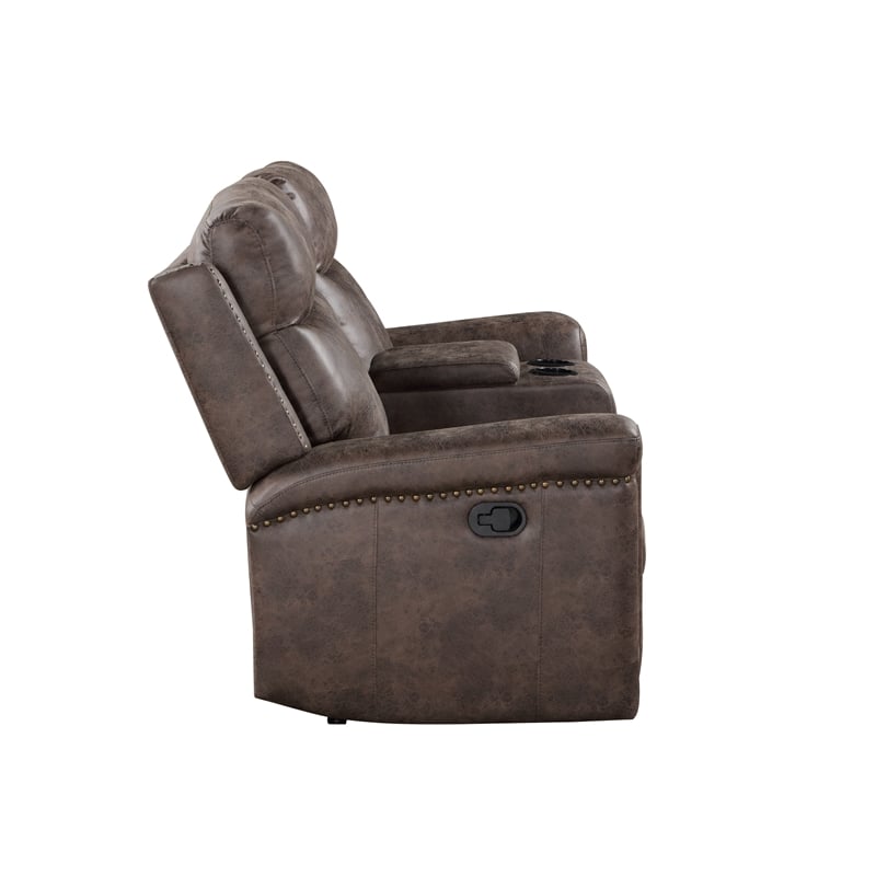 New Classic Furniture Quade 3-Piece Fabric Manual Living Room Set in Mocha