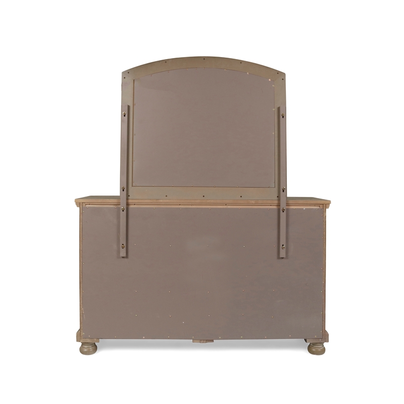 New Classic Furniture Allegra Wood 7-Drawer Dresser with Mirror in Pewter