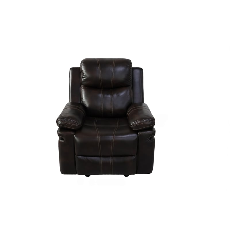 New Classic Furniture Kellen Faux Leather Power Glider Recliner in Brown