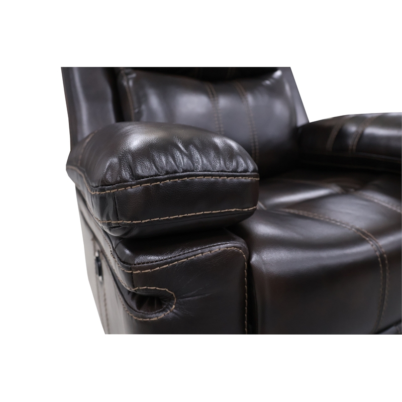 New Classic Furniture Kellen Faux Leather Power Glider Recliner in Brown
