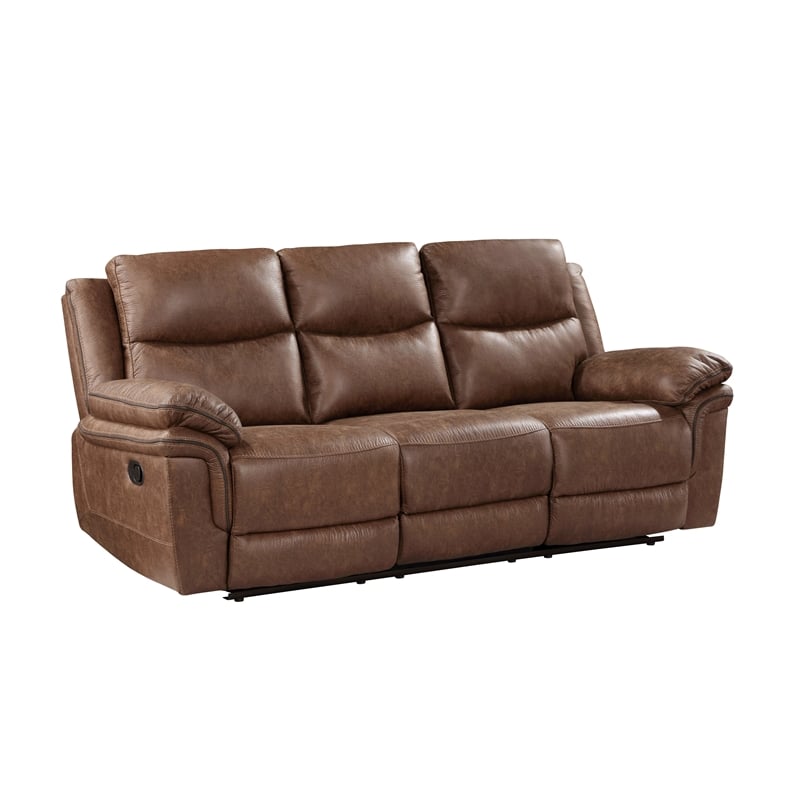 New Classic Furniture Ryland 3-Piece Fabric Manual Living Room Set in Brown