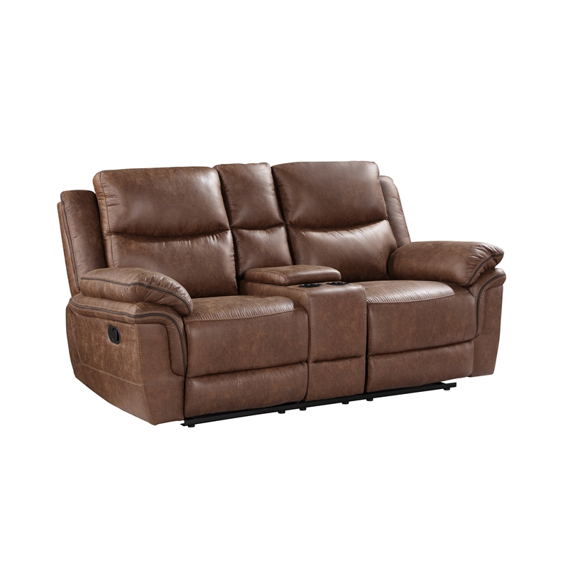 New Classic Furniture Ryland 3-Piece Fabric Manual Living Room Set in Brown