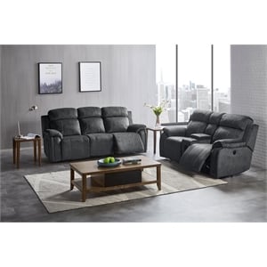 New Classic Furniture Tango 2-Piece Fabric Power Living Room Set in Shadow Gray