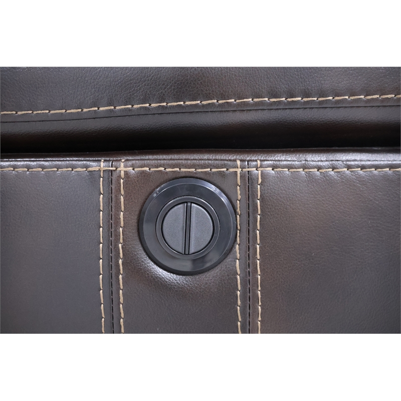 New Classic Furniture Kellen Faux Leather Power Sofa with Dropdown Tray in Brown