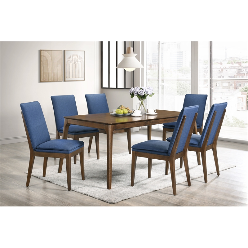 New Classic Furniture Maggie 7-Piece Wood Dining Table Set in Blue