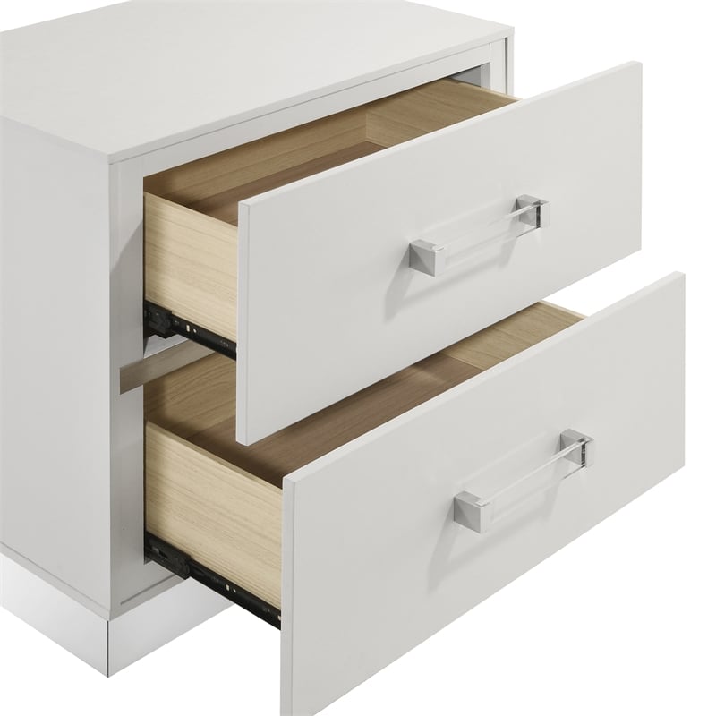 New Classic Furniture Europa Wood 2-Drawer Nightstand in White
