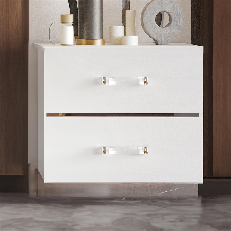 New Classic Furniture Europa Wood 2-Drawer Nightstand in White