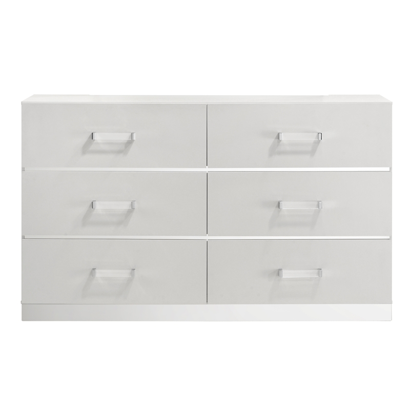 New Classic Furniture Europa Wood 6-Drawer Horizontal Dresser in White
