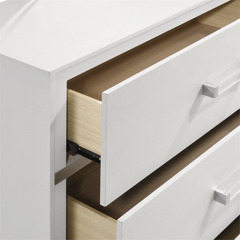 New Classic Furniture Europa Wood 6-Drawer Horizontal Dresser in White
