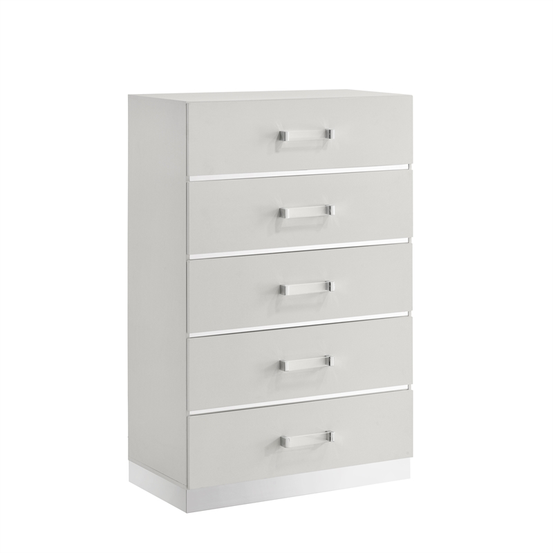 New Classic Furniture Europa Wood 5-Drawer Vertical Chest in White