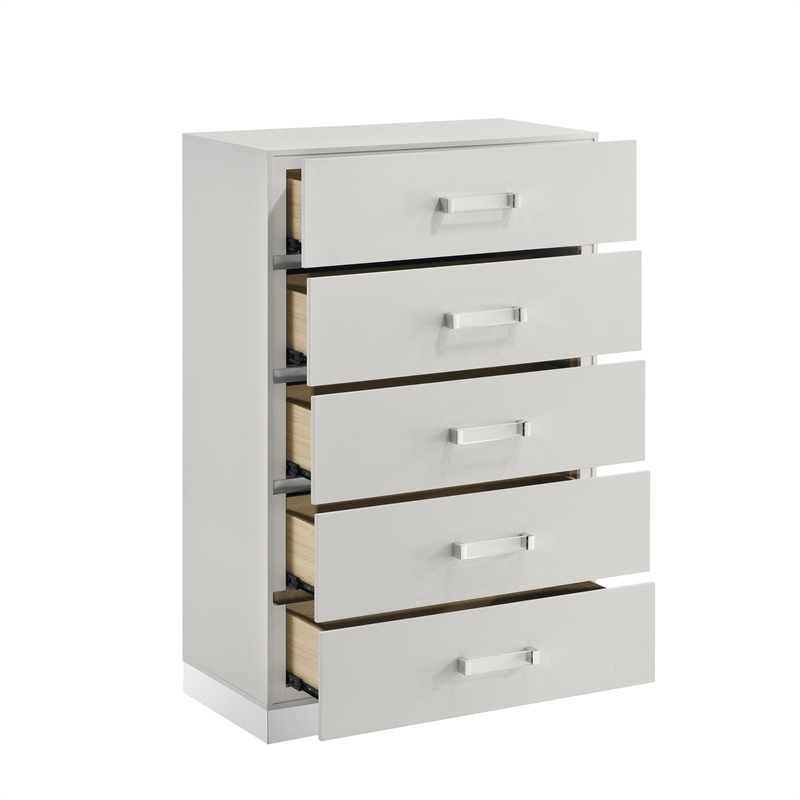 New Classic Furniture Europa Wood 5-Drawer Vertical Chest in White