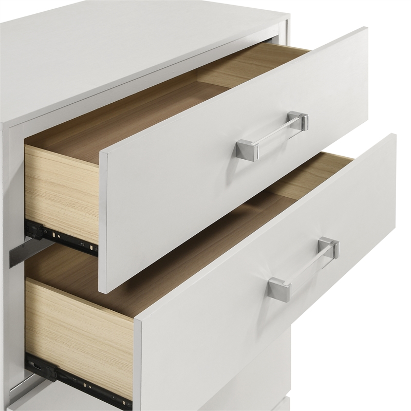 New Classic Furniture Europa Wood 5-Drawer Vertical Chest in White