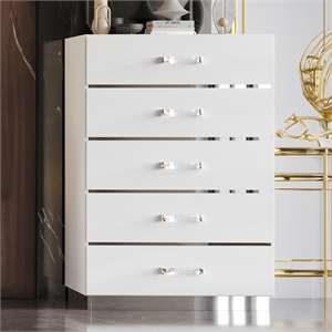 New Classic Furniture Europa Wood 5-Drawer Vertical Chest in White