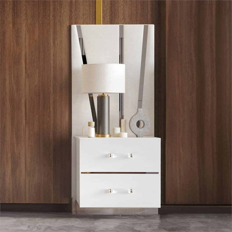 New Classic Furniture Europa Wood 2 Nightstand with Panels in White