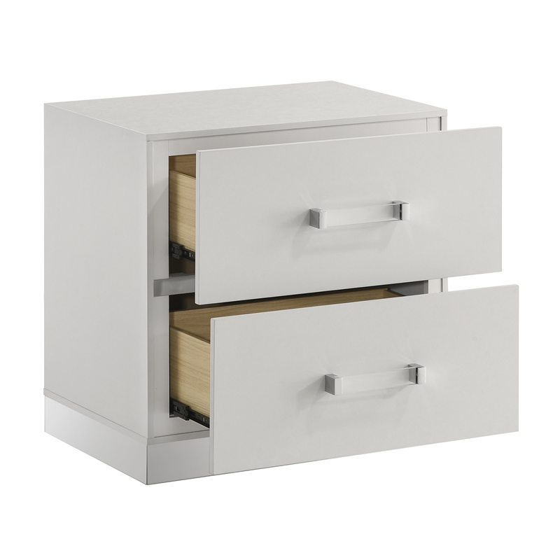 New Classic Furniture Europa Wood 2 Nightstand with Panels in White