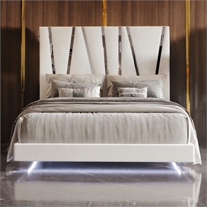 New Classic Furniture Europa Wood Queen Panel Bed in White Finish