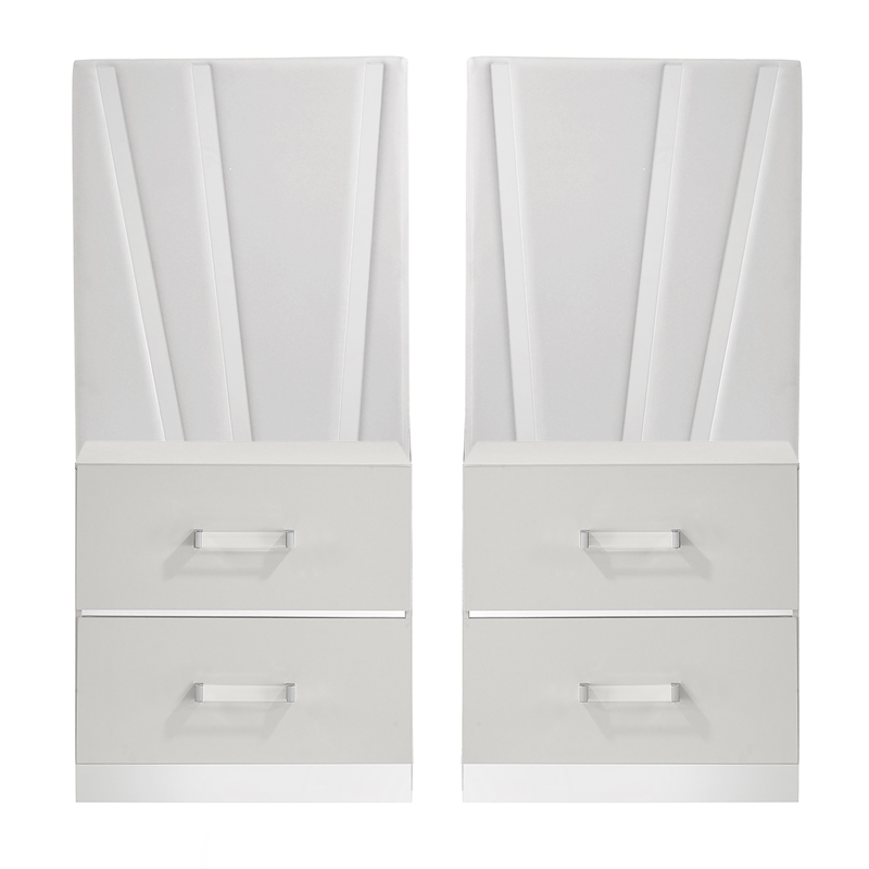 New Classic Furniture Europa Wood King Bed with Nightstand in White