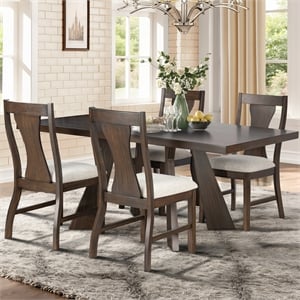 New Classic Furniture Chestnut Ridge 5-Piece Wood Dining Table Set in Brown
