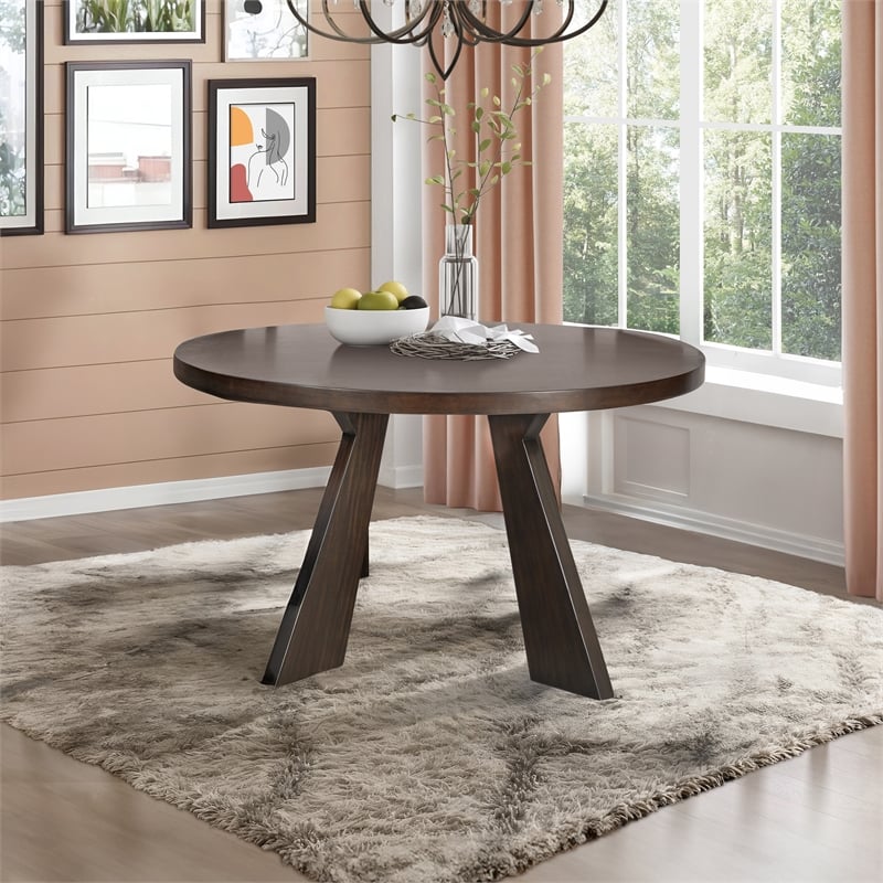 new classic furniture chestnut ridge 47&quot wood round dining table in brown