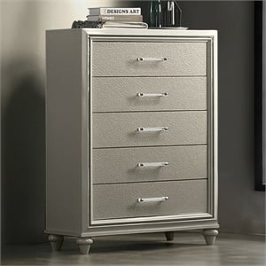 New Classic Furniture Lumina Wood 5-Drawer Chest in Silver Gray