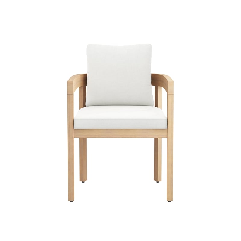 New Classic Furniture Wesley Wood Patio Dining Chair in Natural/White (Set of 2)