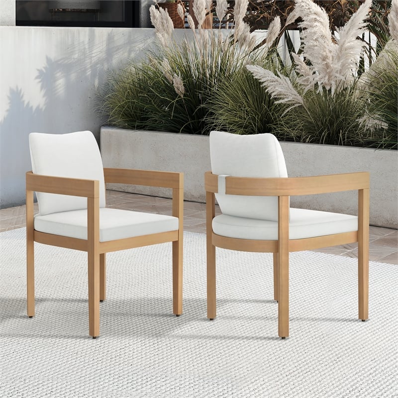 New Classic Furniture Wesley Wood Patio Dining Chair in Natural/White (Set of 2)