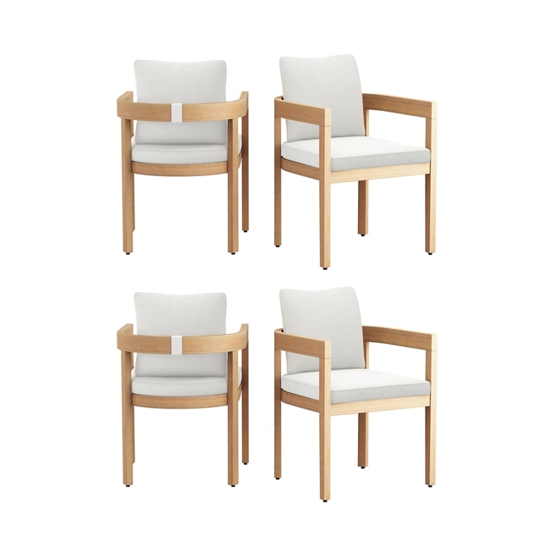 New Classic Furniture Wesley Wood Patio Dining Chair in Natural/White (Set of 4)