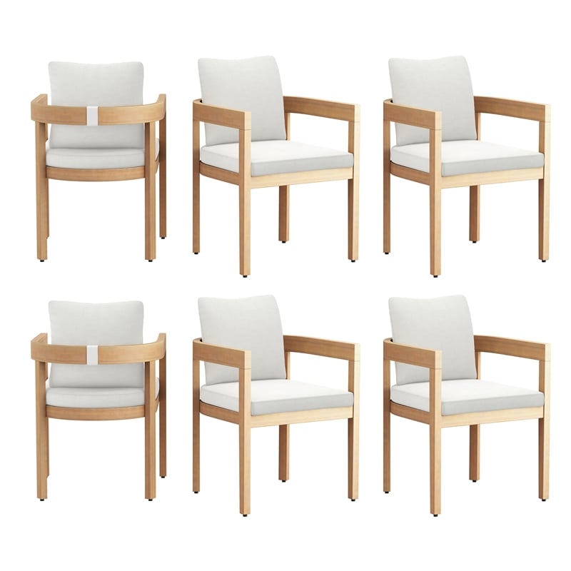 New Classic Furniture Wesley Wood Patio Dining Chair in Natural/White (Set of 6)