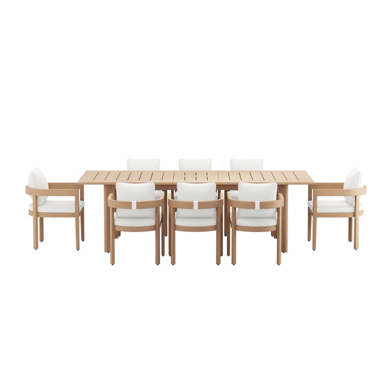 New Classic Furniture Wesley 9-Piece Wood Patio Dining Set in Natural/White