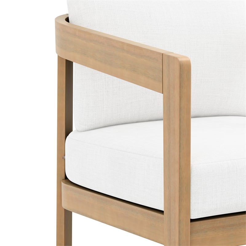New Classic Furniture Wesley 3-pc Wood Patio Conversation Set in Natural/White
