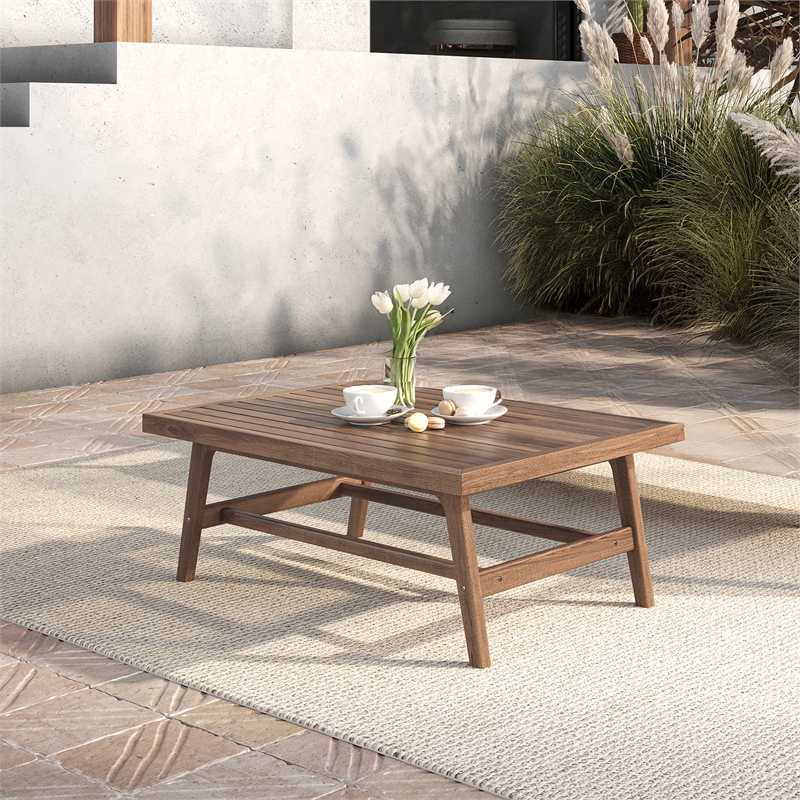 New Classic Furniture Ashton Wood Patio Coffee Table in Natural