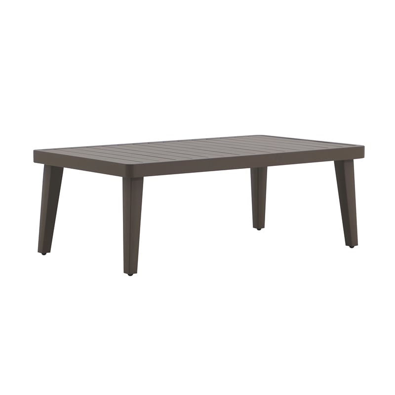 New Classic Furniture Genova Aluminum Patio Coffee Table in Brown