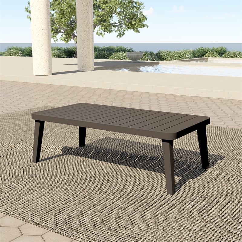 New Classic Furniture Genova Aluminum Patio Coffee Table in Brown