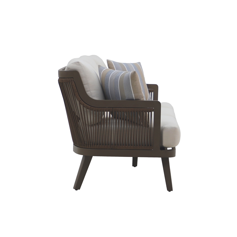 New Classic Furniture Genova 4-Piece Aluminum & Wicker Patio Set in Brown/Gray