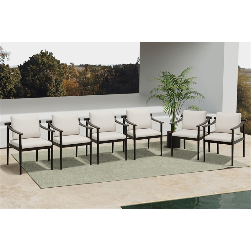 New Classic Furniture Moana Aluminum Patio Side Chair in Brown/Ivory (Set of 6)