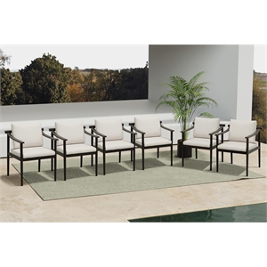 New Classic Furniture Moana Aluminum Patio Side Chair in Brown/Ivory (Set of 6)