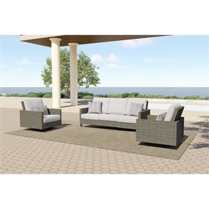 new classic furniture bungalow 3-piece metal & wicker patio set in gray
