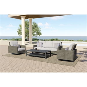 new classic furniture bungalow 4-piece metal & wicker patio set in gray