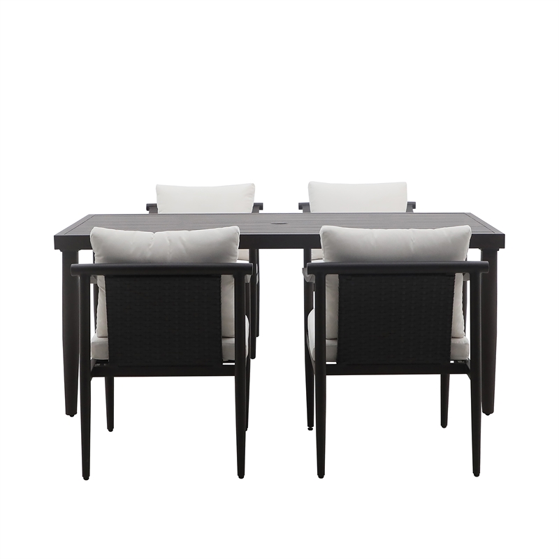 New Classic Furniture Moana 5-Piece Aluminum Patio Dining Set in Brown/Ivory