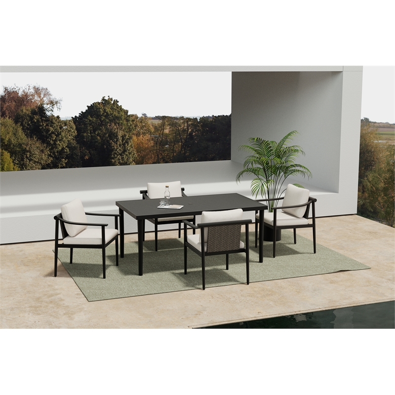 New Classic Furniture Moana 5-Piece Aluminum Patio Dining Set in Brown/Ivory