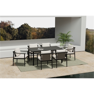 New Classic Furniture Moana 7-Piece Aluminum Patio Dining Set in Brown/Ivory